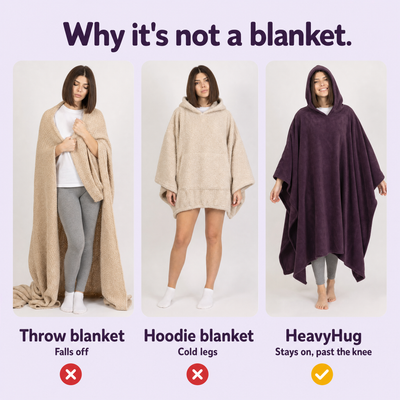 Why it's not a blanket: HeavyHug vs throw blanket vs hoodie blanket